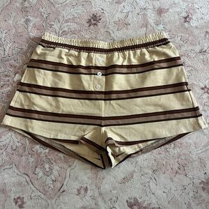 Fancy  Beige and Brown Striped Women's  Shorts